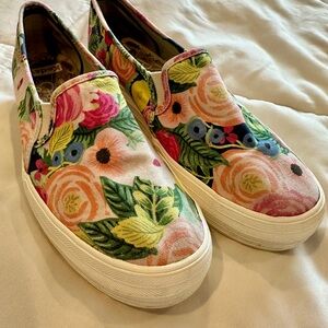 Keds Rifle Paper Pink Floral Slip-On Canvas Shoes 9